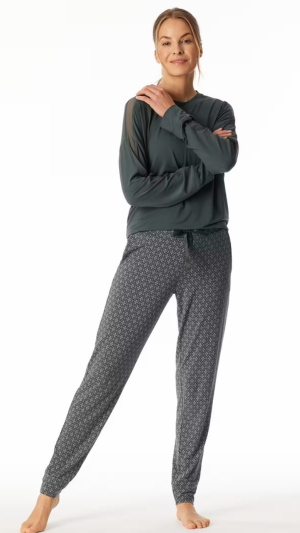 Schiesser dames pyjama met lange mouwen en lange broek