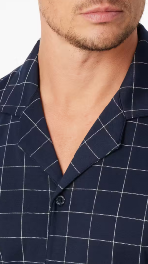 Schiesser heren pyjama bovenstuk met klassieke kraag en knoopsluiting