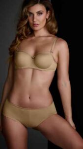 Marlies Dekkers Space Odyssey voorgevormde balconette bh en hipster slip in Glossy Camel